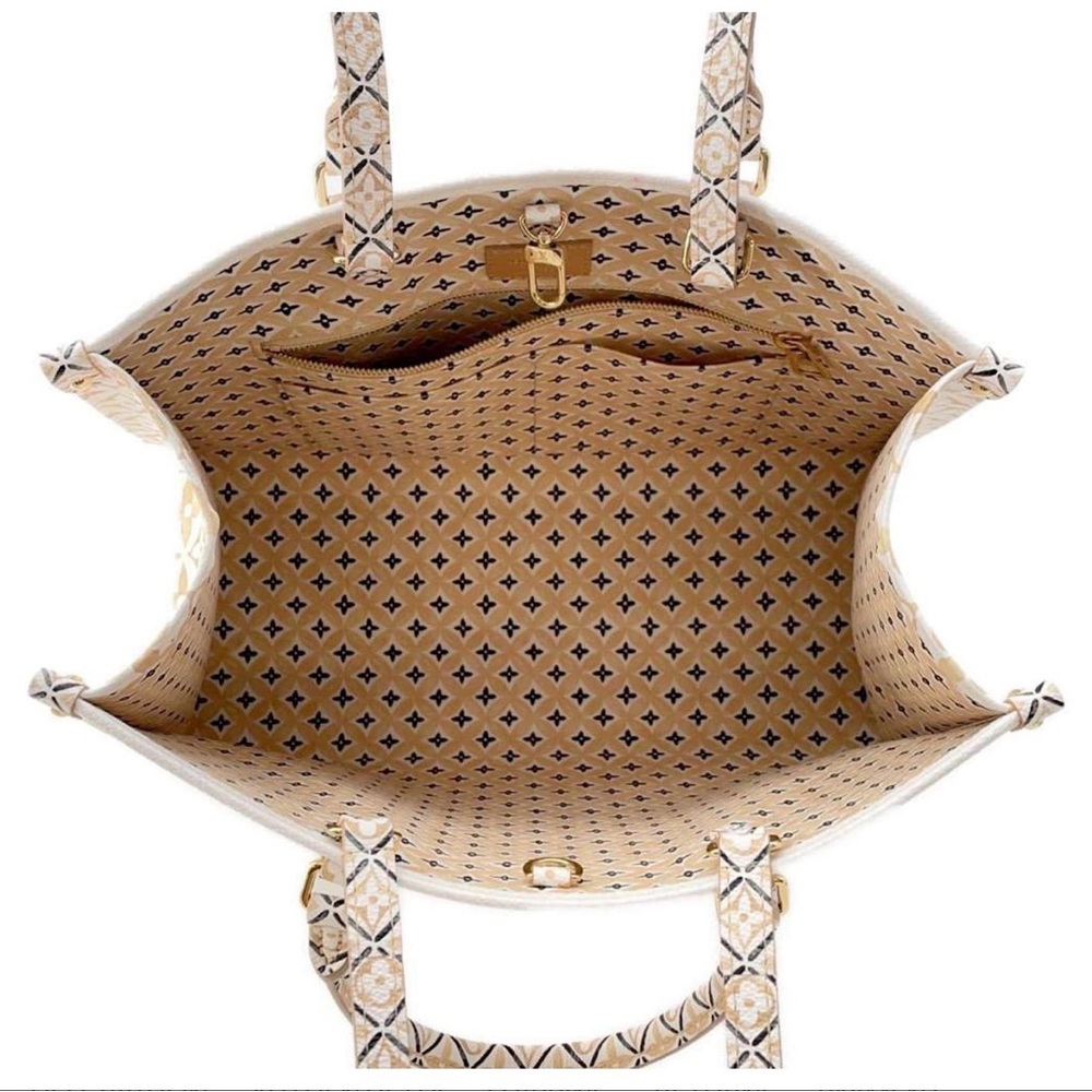 Louis Vuitton White and Gold Monogram Tote Bag - Picture 5 of 14